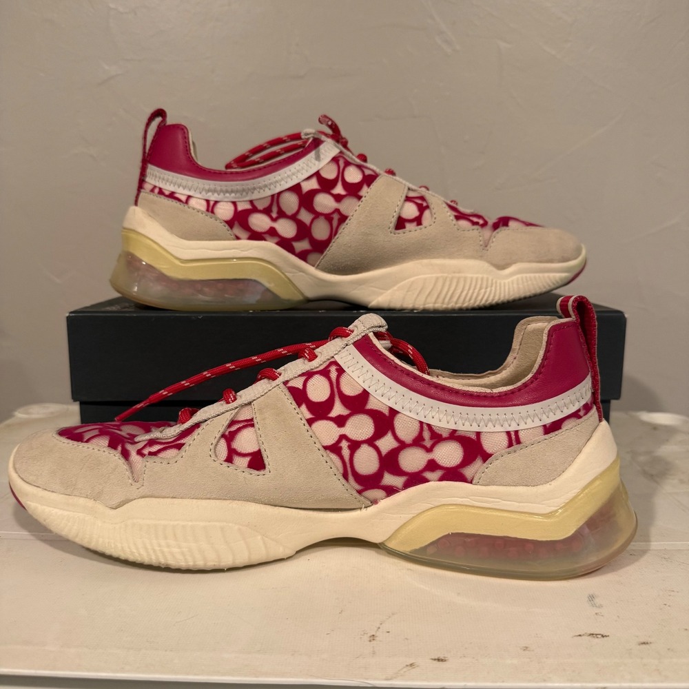 Coach CitySole Runner Sneakers Womens 8.5 Raspberry Pink Monogram G4960 Excellen